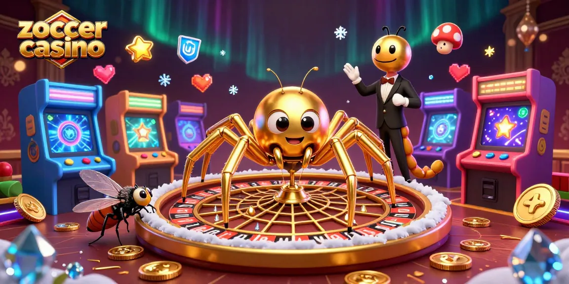 Zoccer casino brings excitement to your bets with a golden roulette wheel web and cartoon characters.