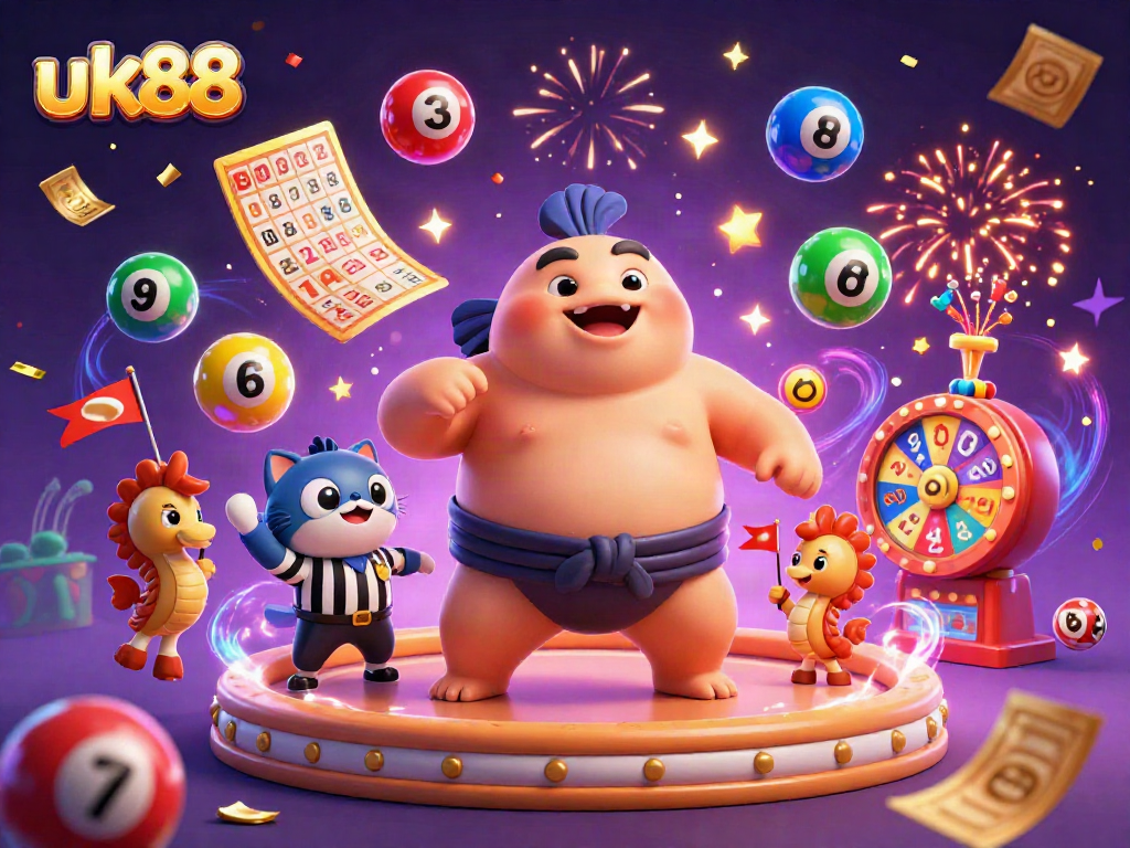 Experience the excitement of uk88 with a colorful underwater casino scene bursting with dynamic lottery elements.
