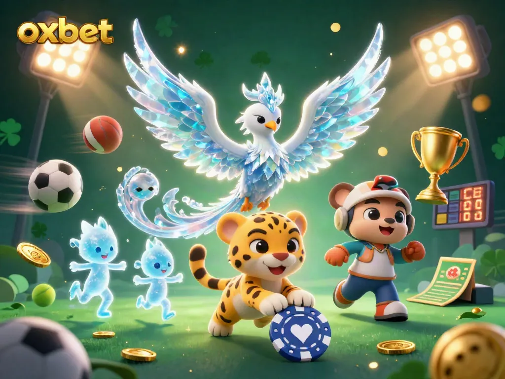 Bet on oxbet with dynamic sports action and immersive casino elements in this vibrant illustration.