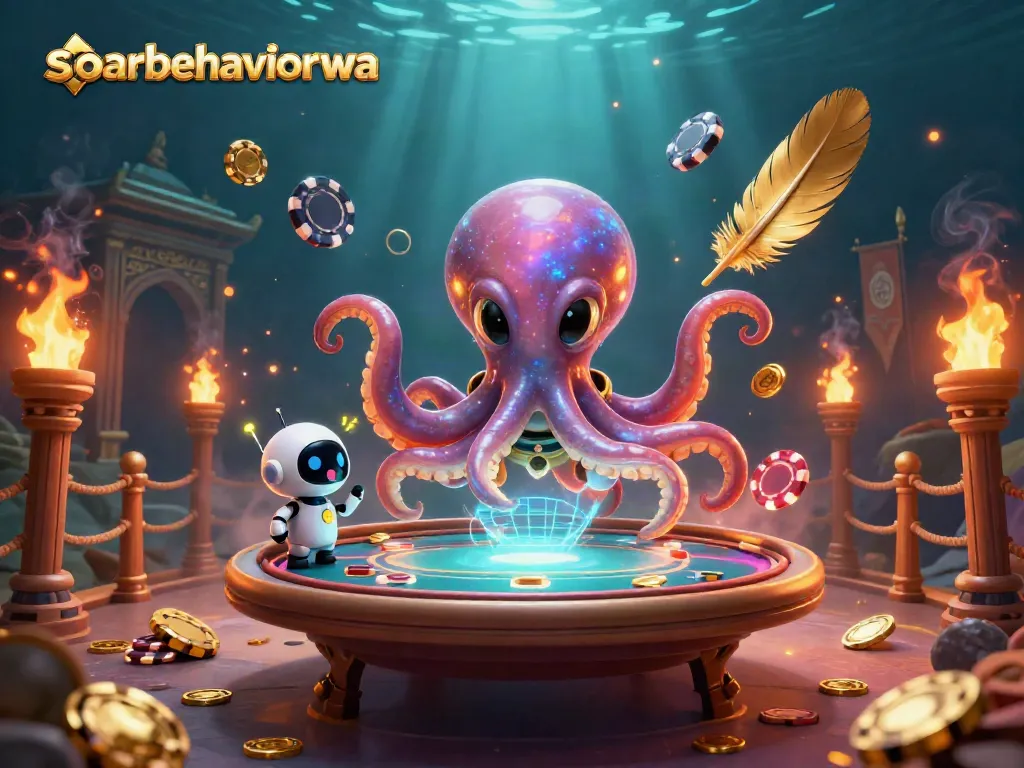 Engage in thrilling poker action with soarbehaviorwa's epic alien octopus and robot companions!