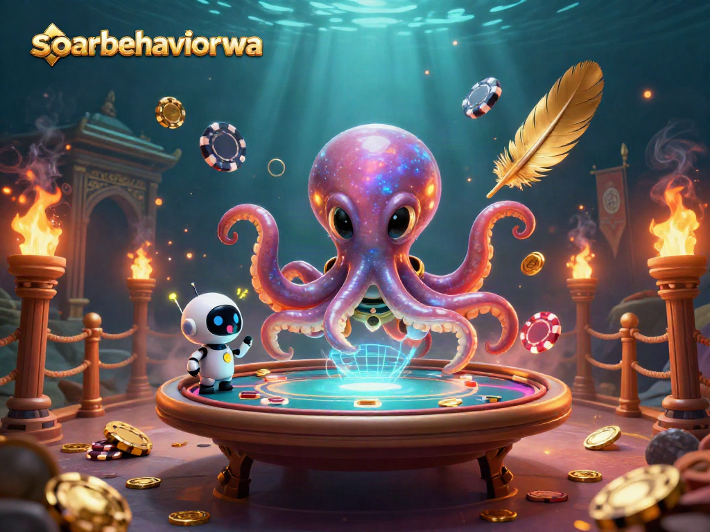 Engage in thrilling poker action with soarbehaviorwa's epic alien octopus and robot companions!